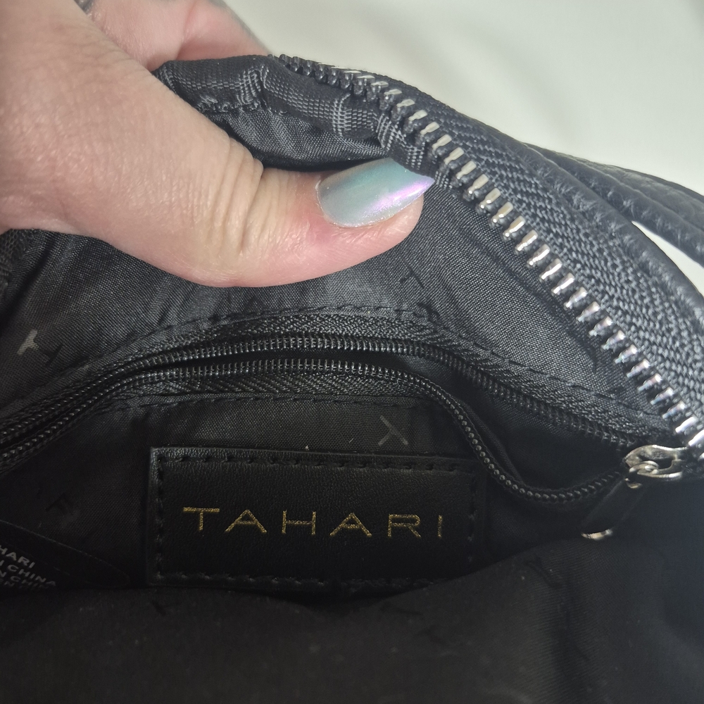 Tahari Black Faux Leather Round Crossbody Bag - Picture 4 of 9